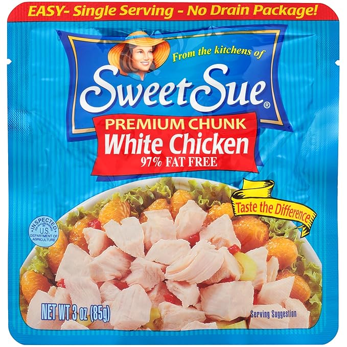 Sweet Sue Premium Chicken Breast, 3 Ounce - 20g Protein per Serving, 97% Fat Free - Gluten Free, Keto Friendly