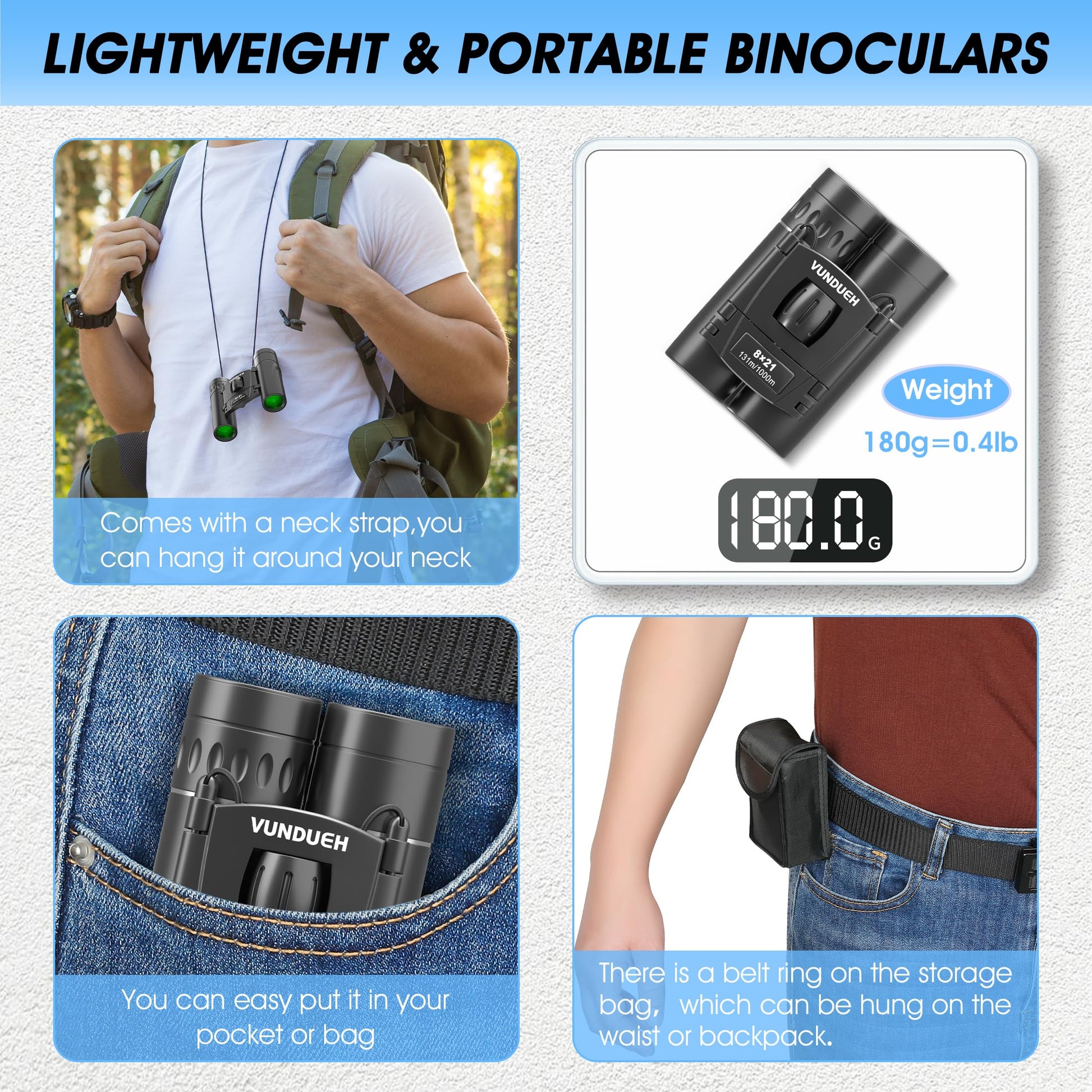 Mini Compact Binoculars for Adults and Kids - Waterproof High Powered Easy Focus Small Binocular