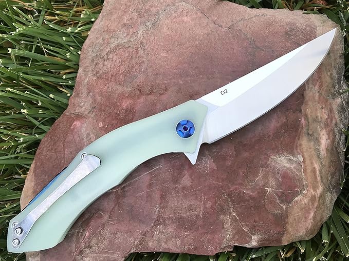 TACTICAL GEARZ Pocket Folding Knife for EDC, D2 Steel Blade, Solid G10 Handle, Includes Sheath (Triton Ice)