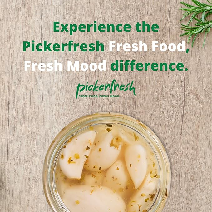 Pickerfresh Pickled Garlic | Gourmet Garlic Cloves | Simple Ingredients | Non-GMO, Gluten Free & No Artificial Color | 7 oz (6 Pack)