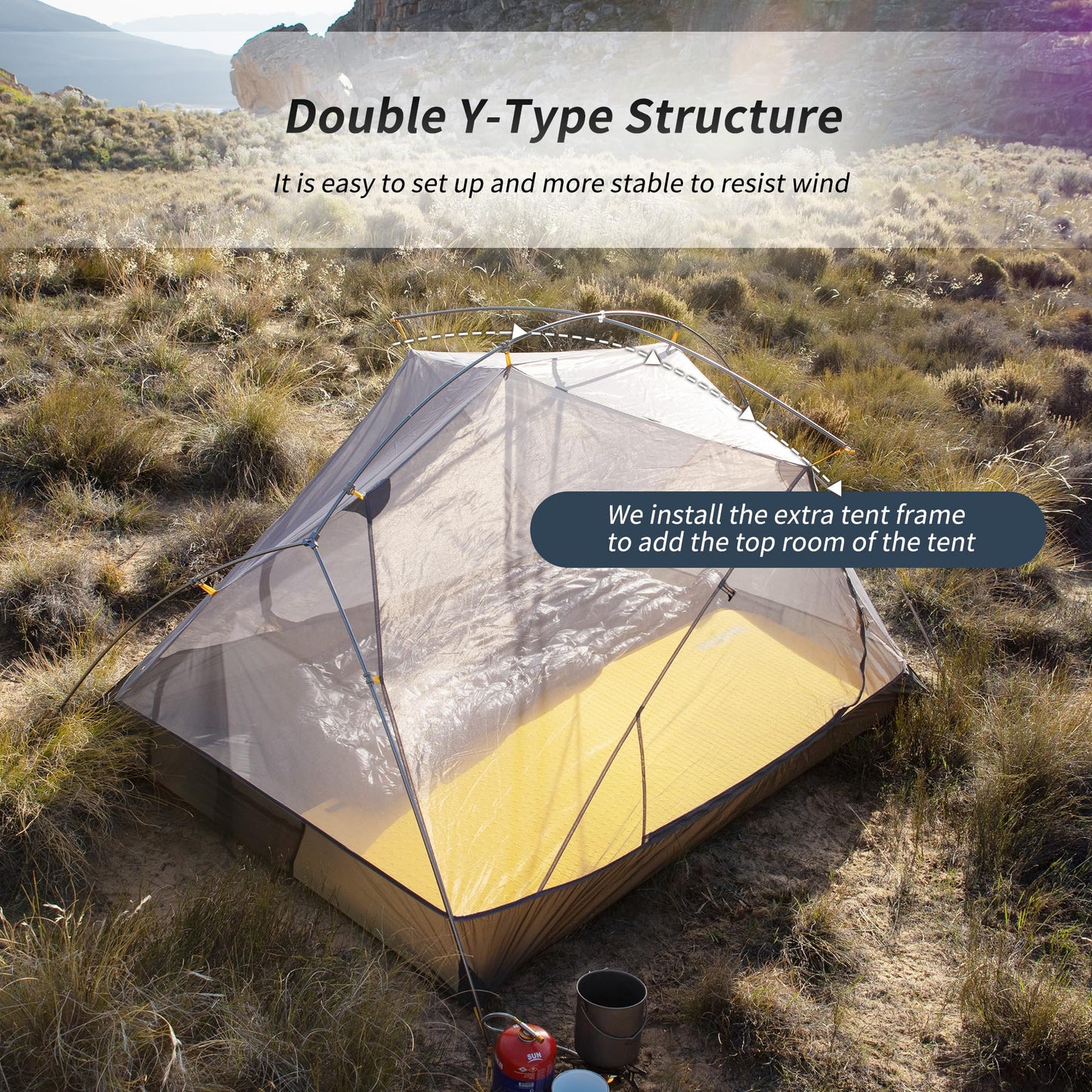 Naturehike Mongar 2 Person Backpacking Tent, 3 Season Camping Tent Ultralight Double Layer Free