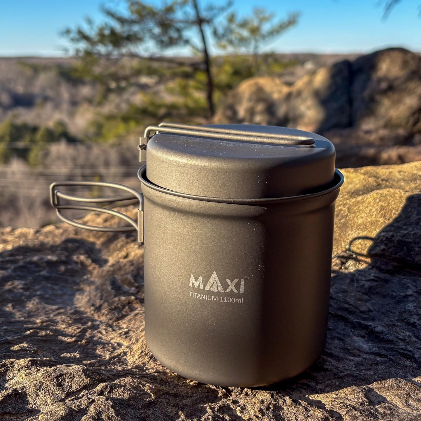 Maxi Titanium Pot 1100ml with Frying Pan Lid – Lightweight Outdoor Camping Cooking Set