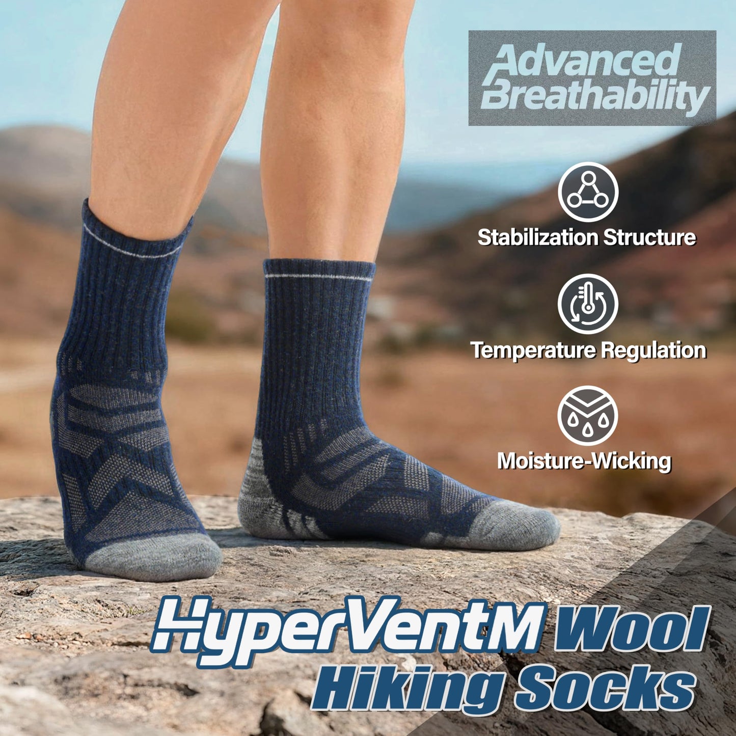 ANTSANG Merino Wool Hiking Socks, Enhanced Breathability, for Men and Women