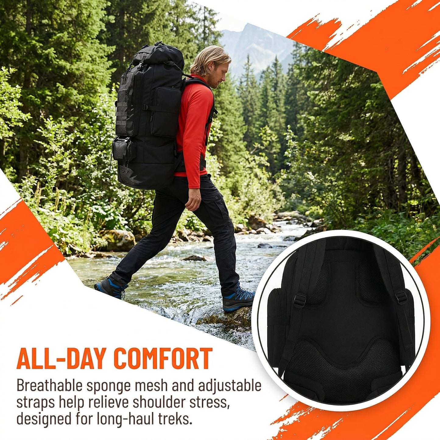 Goaste 100L Camping Hiking Backpack, Molle Military Tactical Rucksack, Waterproof Large Travel