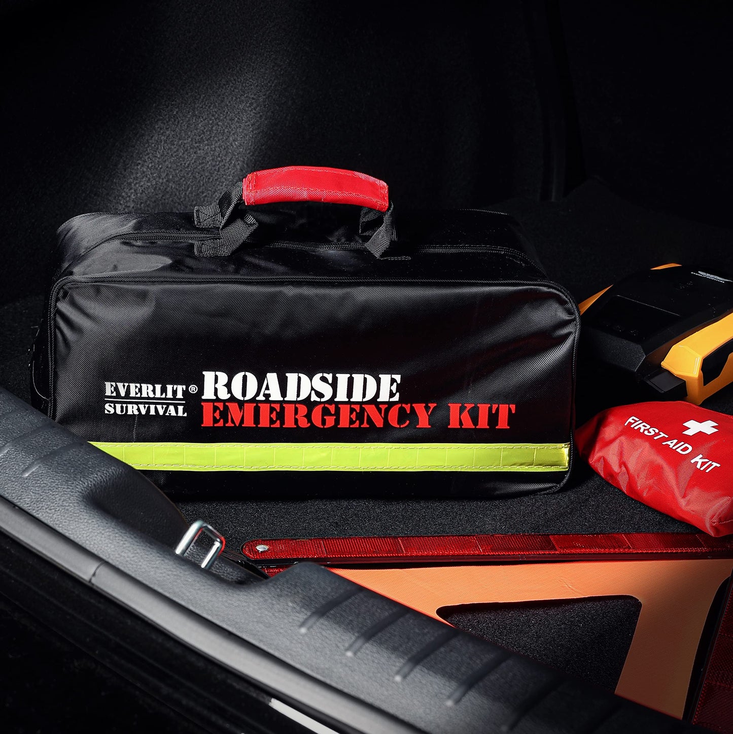 Everlit Survival Car Emergency Kit, Roadside Safety Tool Kit with Gloves,Digital Auto Air