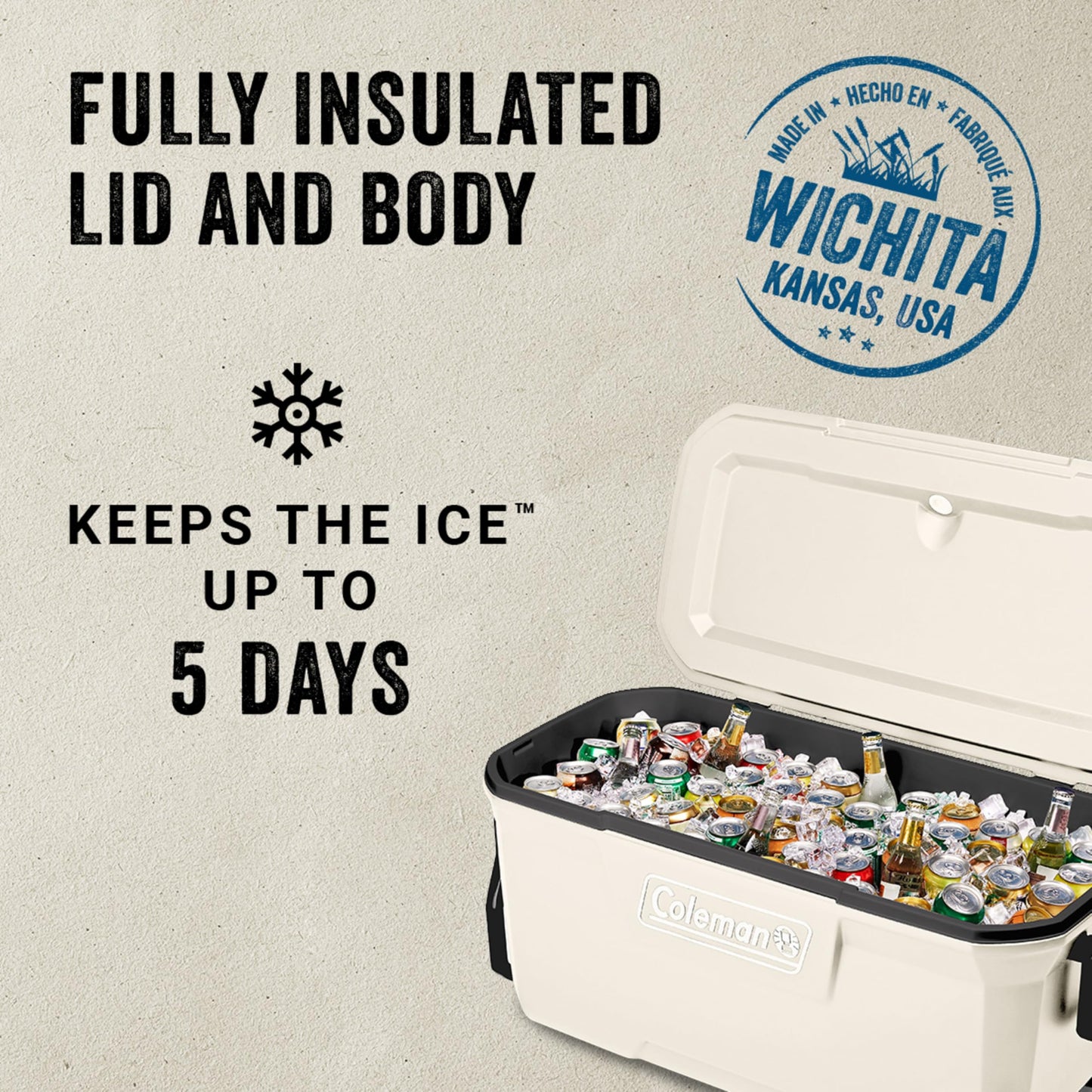 Coleman Classic Series Insulated Portable Cooler, Leak-Resistant Outdoor Hard Cooler Keeps Ice up