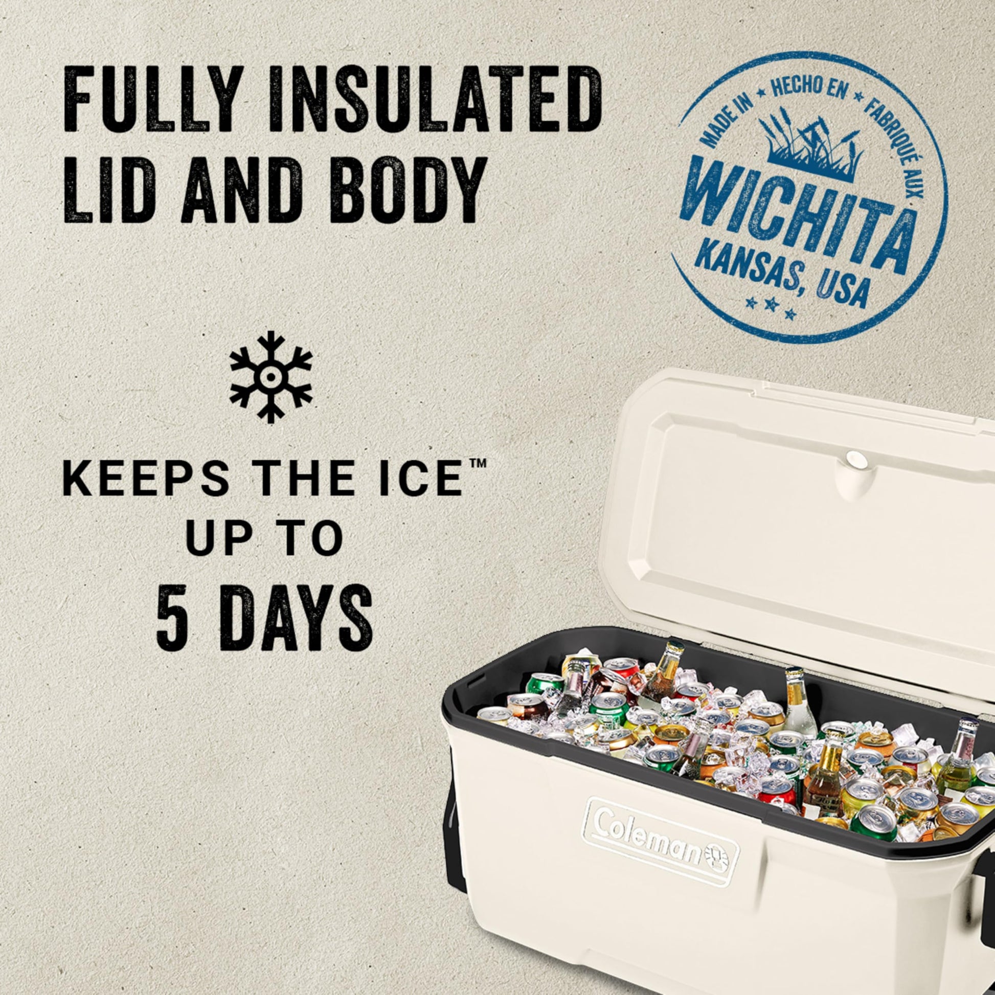Coleman Classic Series Insulated Portable Cooler, Leak-Resistant Outdoor Hard Cooler Keeps Ice up