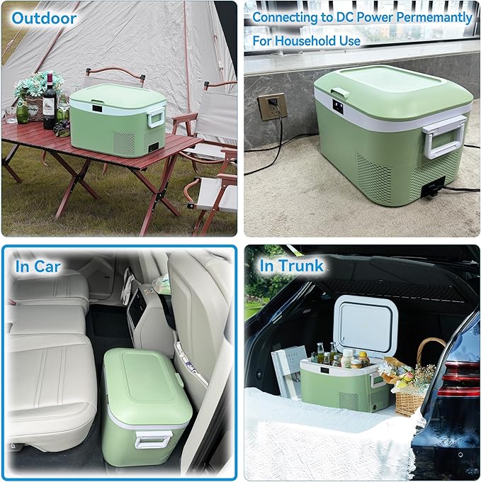 12 Volt Refrigerator Portable Car Freezer 13.5 Quart (12.8 Liter) Compressor Cooler 12V/24V DC 110～240 Volt AC for Truck Van RV Camper SUV Boat Travel Camping Road Trips Tailgating -18℃~+15℃