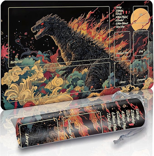 MTG DND Play Mat Game Mat - 3MM Thick High-Density Non-Slip Surface, Stitched Reinforced Edges for Magic playmats, DND Tabletop RPG, TCG Card Games (Monster)