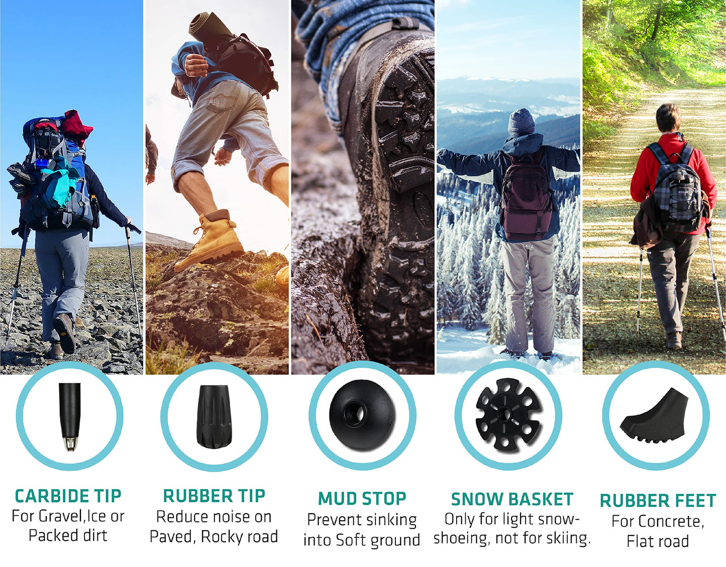 TREKOLOGY Trek-Z Cork Grip Trekking Poles – Lightweight Folding Hiking Poles, Adjustable Height
