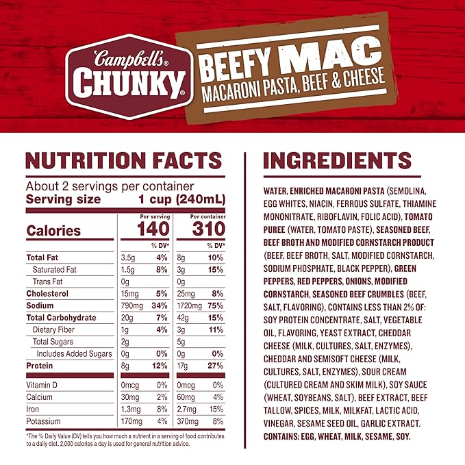 Campbell?™s Chunky Beefy Mac Soup, 18.8 oz Can (12 Pack)