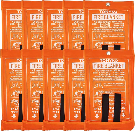 TONYKO Emergency Fire Blanket for Home and Kitchen - Orange - Fire Suppression, Fiberglass Fireproof