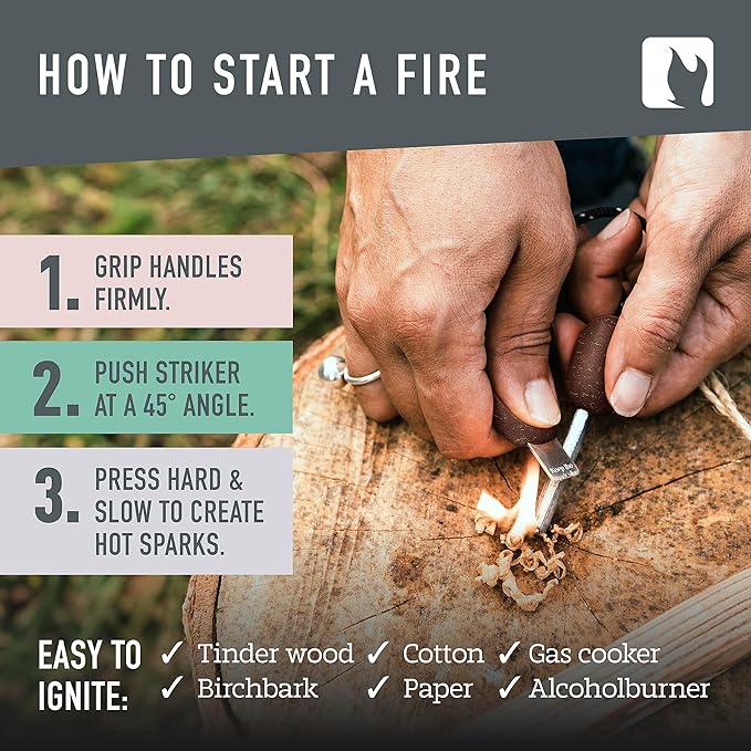 Light My Fire Flint Fire Starter Ferro Rod Survival Tool Scout — Fire Steel Bushcraft Gear — Flint and Steel Magnesium Fire Starter Kit — 2-in-1 Fire Starters for Campfires — 3,000 Strikes