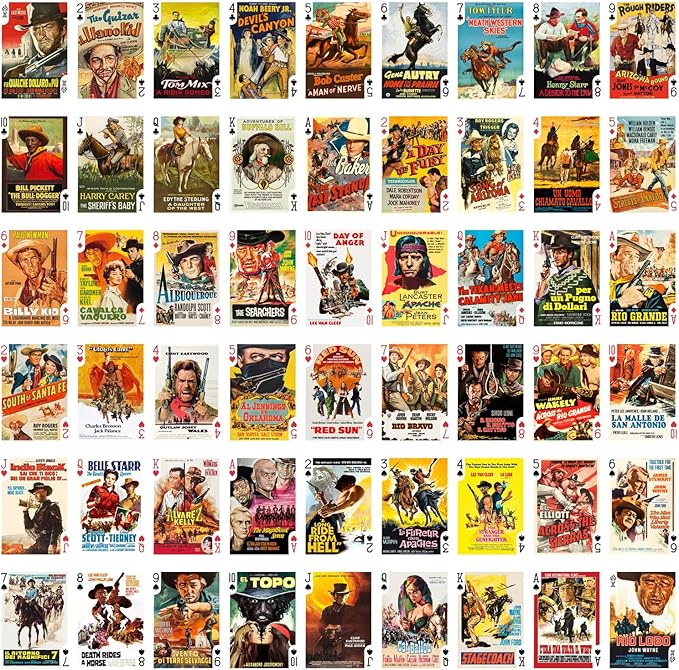 Spaghetti Western Playing Cards (Poker Deck 54 Cards All Different) Vintage Western Movie Poster Wild West