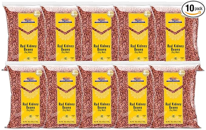 Rani Red Kidney Beans, Light 64oz (4lbs) 1.81kg ~ Pack of 10~640oz (40lbs) 18.14kg Total ~ All Natural | Vegan | Gluten Friendly | NON-GMO | Kosher | Raj Mah