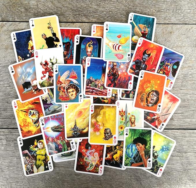 SCI FI Art Playing Cards (Poker Deck 54 Cards All Different) Vintage Sci Fi Comic Covers Art