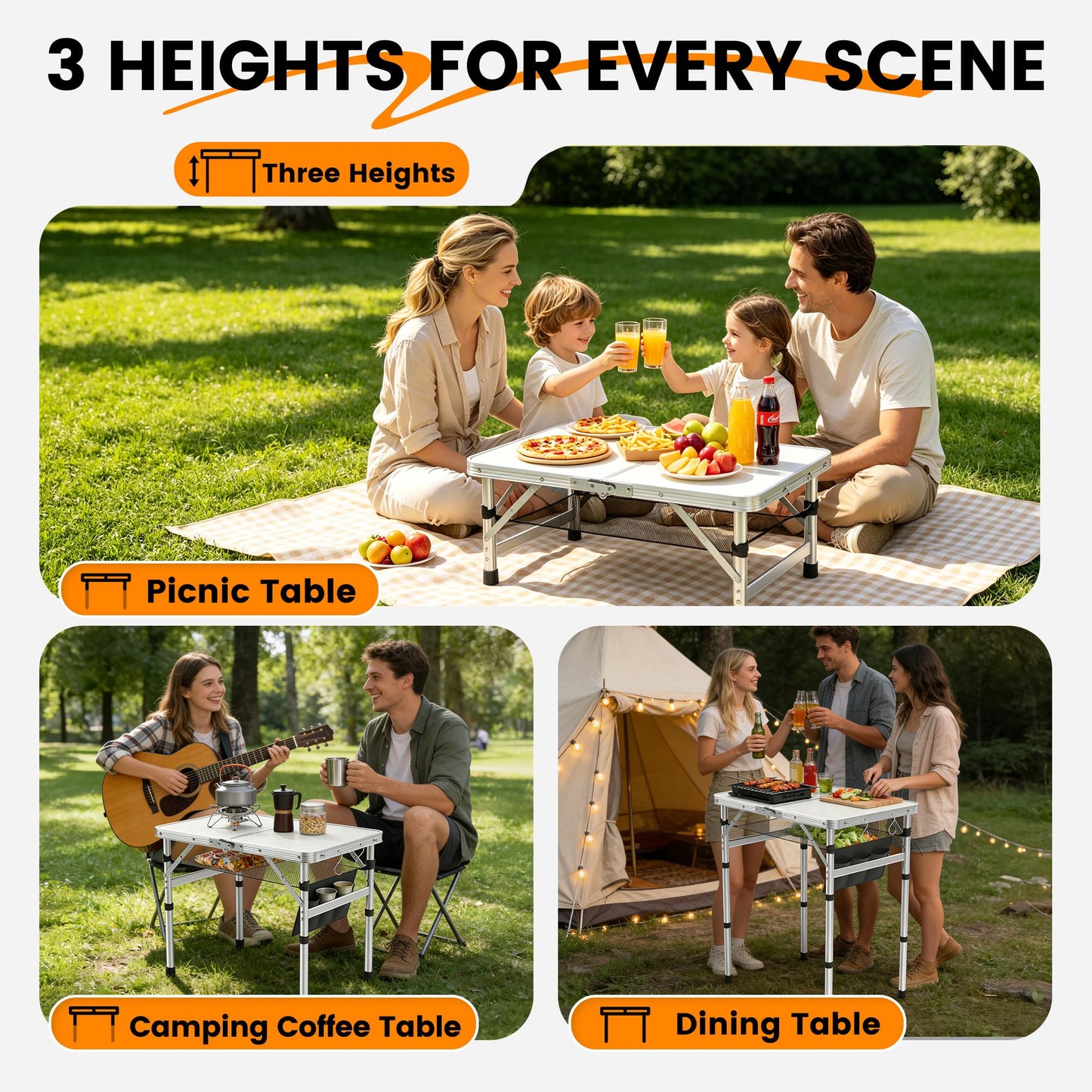 WildFinder Folding Camping Table, 2x1.3 FT Small Folding Table Portable