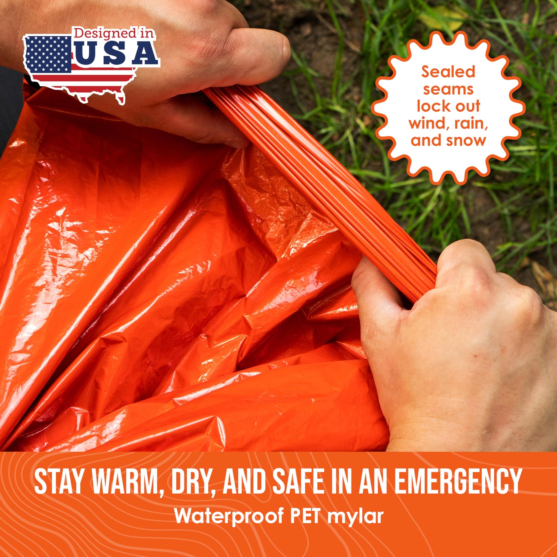 Go Time Gear Lightweight Bivy Sack - Emergency Bivy with 120 dB Whistle & Paracord - Thermal