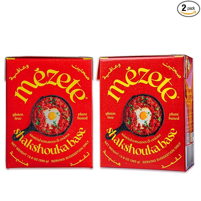 Mezete Preservative-Free Stew Base | Shakshouka Base | Shelf Stable | All-Natural | Gluten-Free | Authentic Middle Eastern | Ready to Use | Plant Based | 390g (Pack of 2)