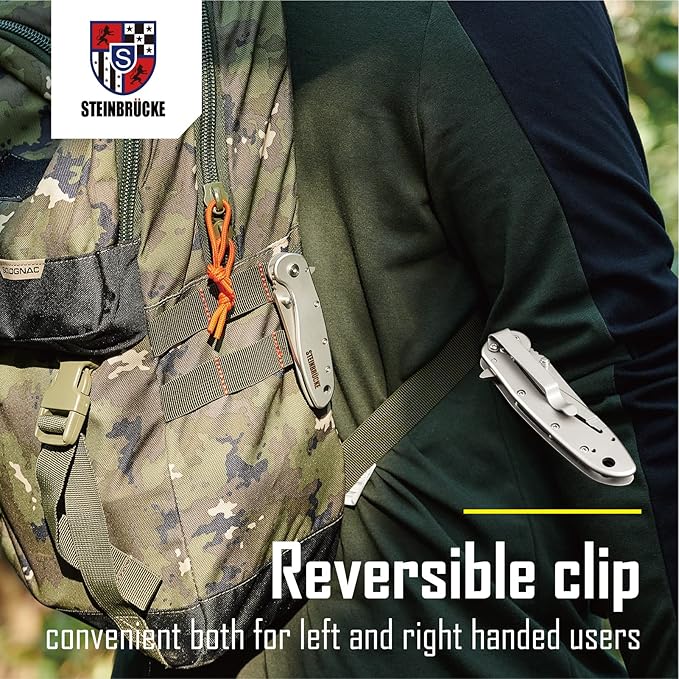 Pocket Knife for Men with Clip - Heavy Duty Folding Pocket Knives, 3.1" 14C28N Stainless Steel Titanium Coated Blade, Tactical EDC Knife for Camping Hunting Fishing