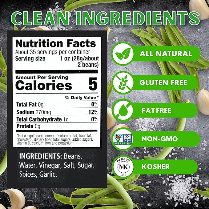 Foster's Pickled Green Beans in a Jar, Original, 32oz, 2 Pack, Traditional Pickled Vegetables Recipe for over 40 years, Low Calorie Snack, Gluten Free, Fat and Preservative Free Pickles