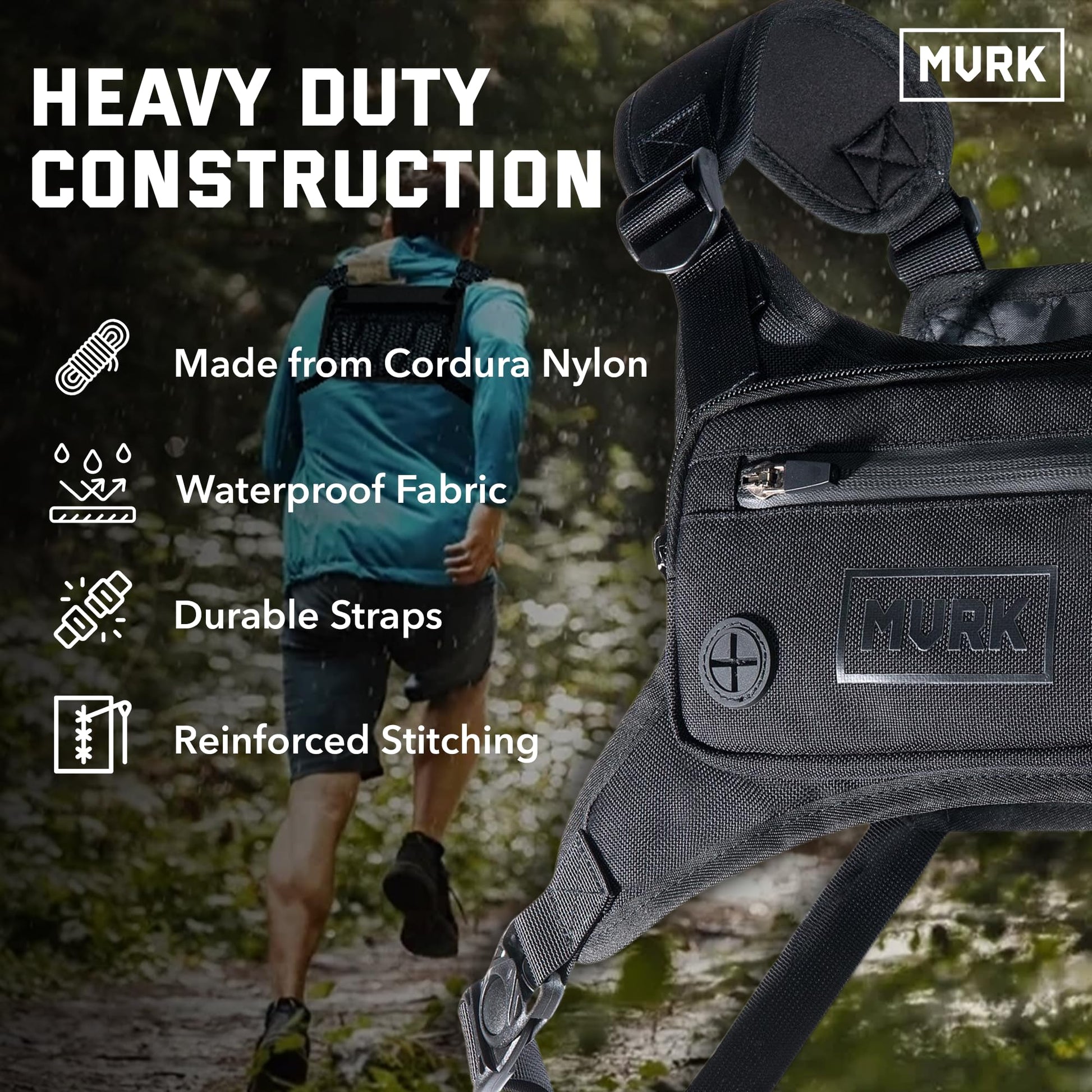 MVRK Water Resistant Running Vest Chest Pack, Phone Holder for Running, Lightweight Training Pack