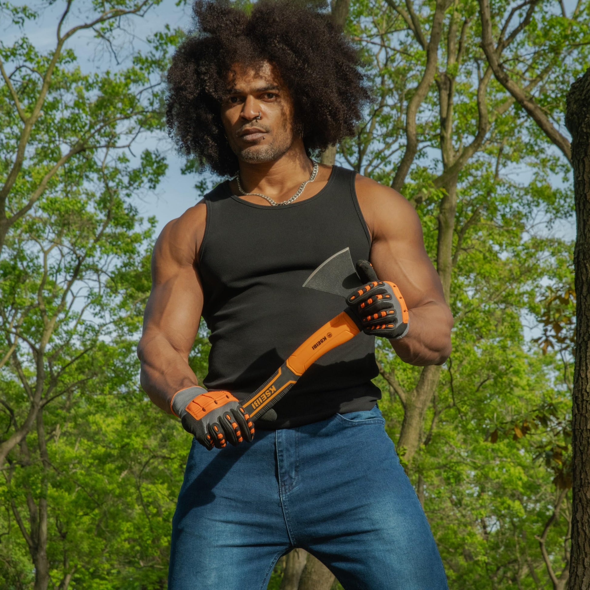 KSEIBI Wood Axe, Small Outdoor Camp Hatchet for Splitting and Kindling Wood, Forged Steel Blade