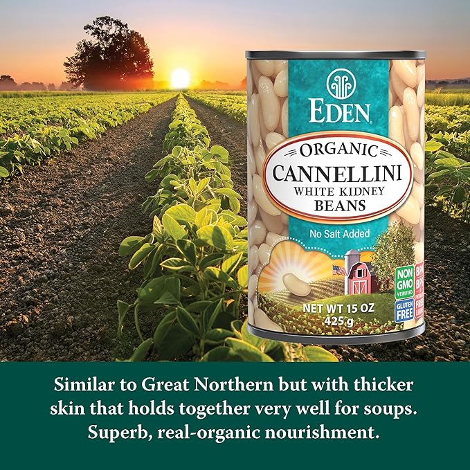 Eden Organic Cannellini White Kidney Beans, No Salt Added, 15-Ounce Cans (Pack of 12)