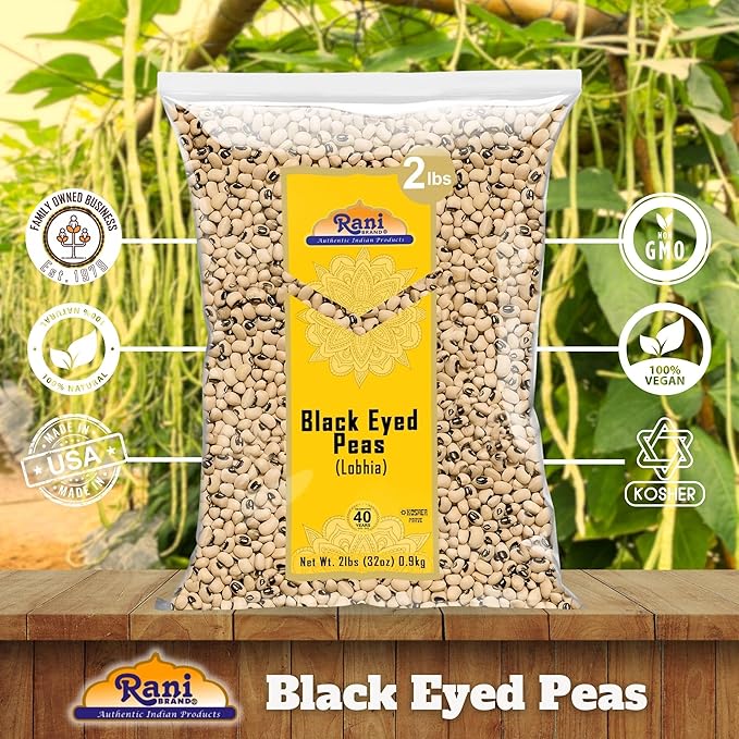 Rani Black Eyed Peas, Dried Cowpeas (Lobhia) 32oz (2lbs) 908g ~ All Natural | Vegan | Kosher | Gluten Friendly | Product of USA