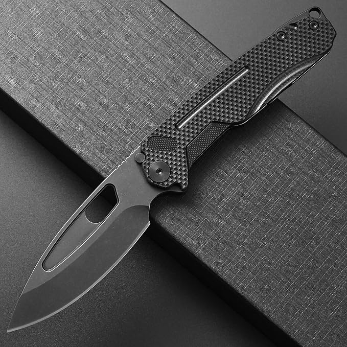 Ccanku C1136 Folding Knife,D2 Steel Blade+ G10&Steel Handle EDC Tool,Outdoor Hunting Camping Knife(Black)