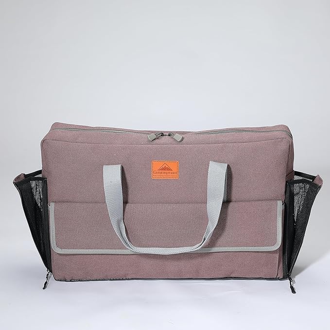 CAMPINGMOON Camping Stove Carry Case for Coleman 2-burner Stove Canvas CM-B Pockets for Gas Fuel