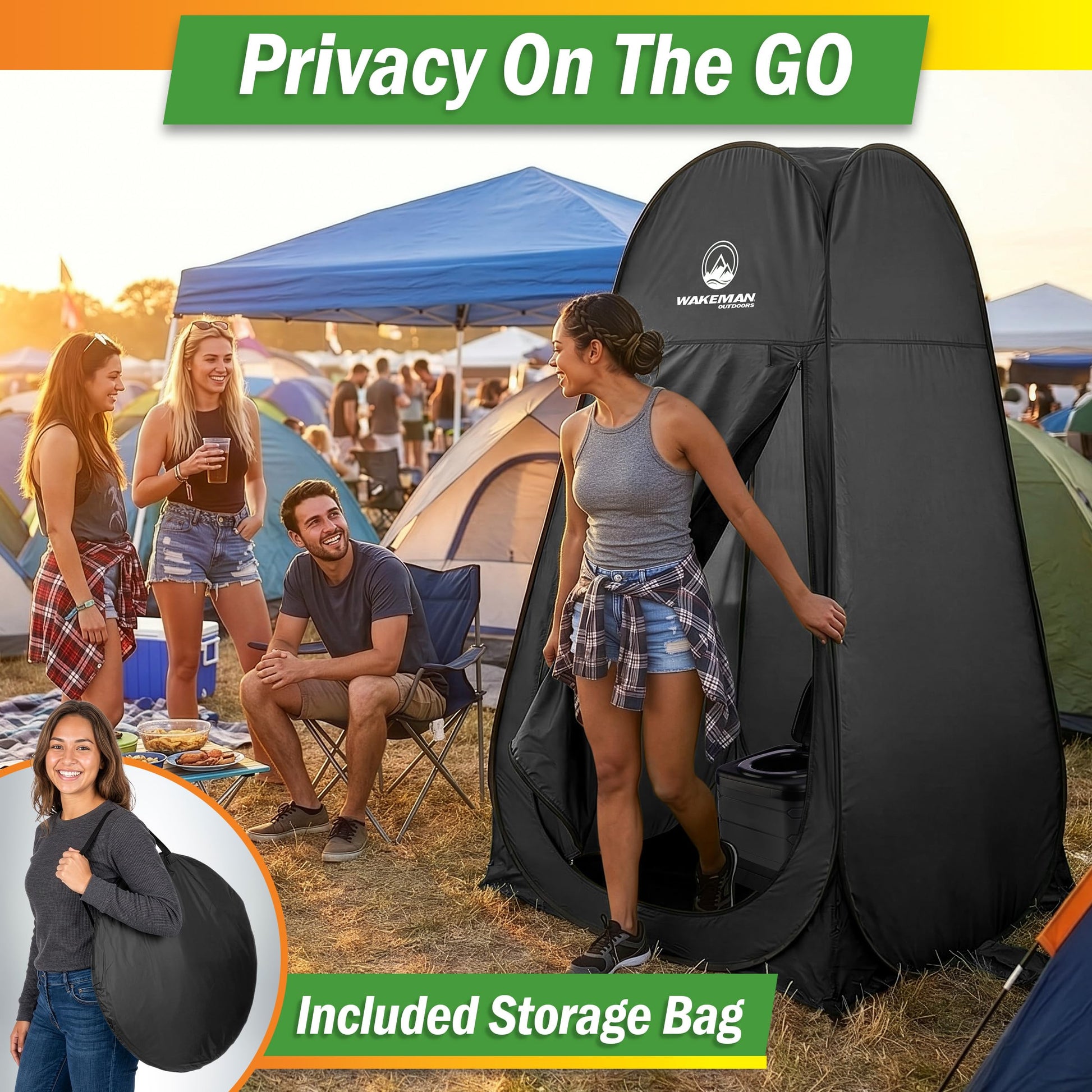 Pop Up Pod - Privacy Shower Tent, Dressing Room, or Portable Toilet Stall with Carry Bag for