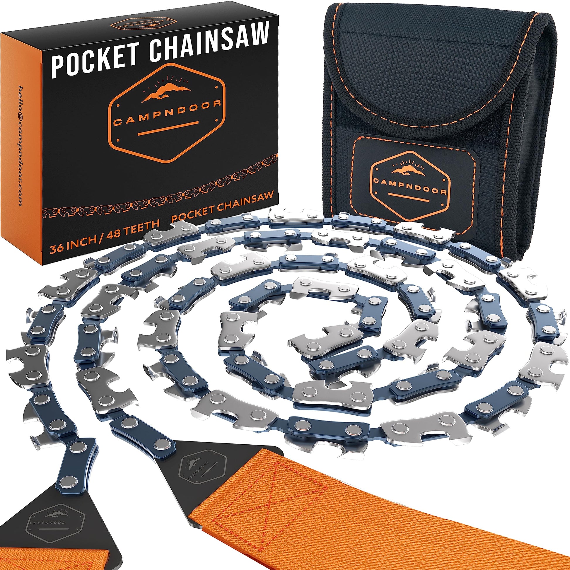 Pocket Chainsaw Survival Gear and Supplies - Orange Strap Hand Chain Saw
