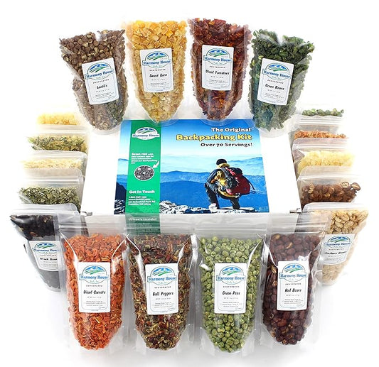 The Backpacking Kit - 18Ct Premium Lightweight Meals in 1 Cup Resealable Pouches by Harmony House Foods, Single Set White