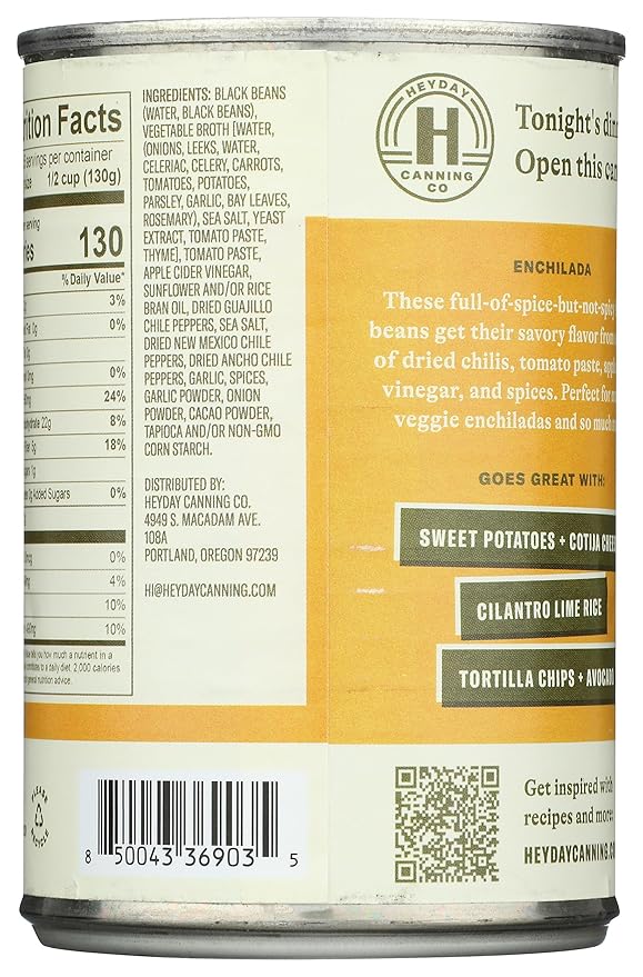 Heyday Canning Co Enchilada Black Beans, 15 OZ