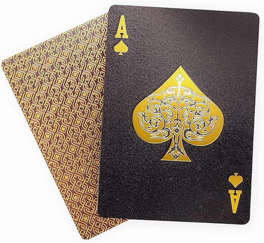 INTEGEAR 2 Decks of Playing Cards, Gold 3D Embossed Patterned Poker Cards Plastic PET Waterproof Playing Cards Luxury Magic Trick Game Tool Gift Reusable Party Decoration