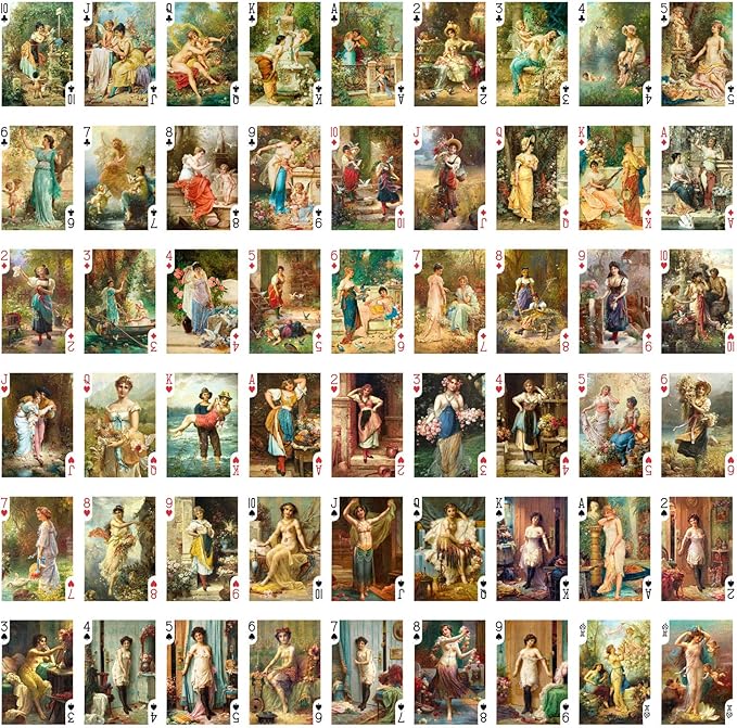 HANS ZATZKA Playing Cards (Poker Deck 54 Cards All Different) Vintage Retro Museum Painting Fantasy Pinup