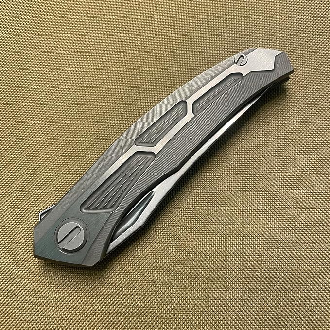 Titanium Pocket knife Customized Folding knives M390 Blade Frame lock with stonewash Titanium Handle