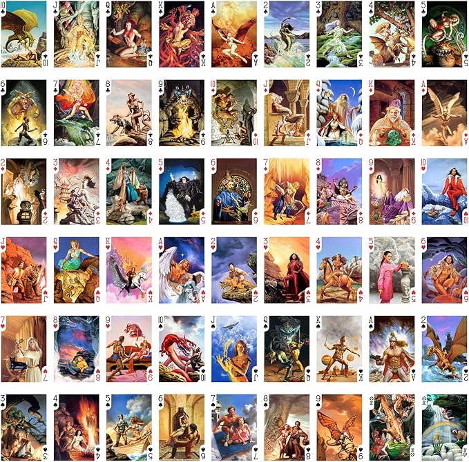 Fantasy SCI FI Playing Cards (Poker Deck 54 Cards All Different) Vintage Retro Comic Posters Illustration by Rowena Morill