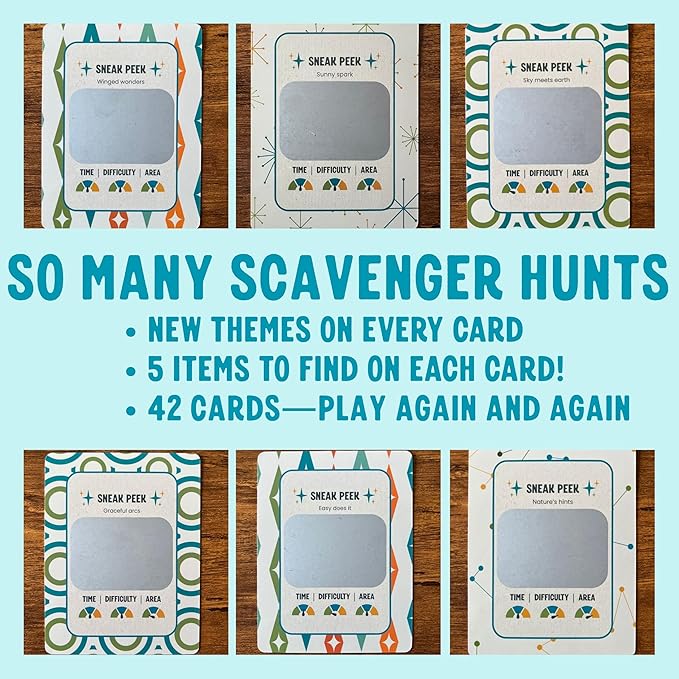 Scratch 'Ems Scavenger Hunts | 42 Scratch Off Adventure Cards - Outdoor Scavenger Hunt for Kids & Families | All Season, Reusable Scratch-Off Cards for Screen-Free Fun, Nature Activity & Camping