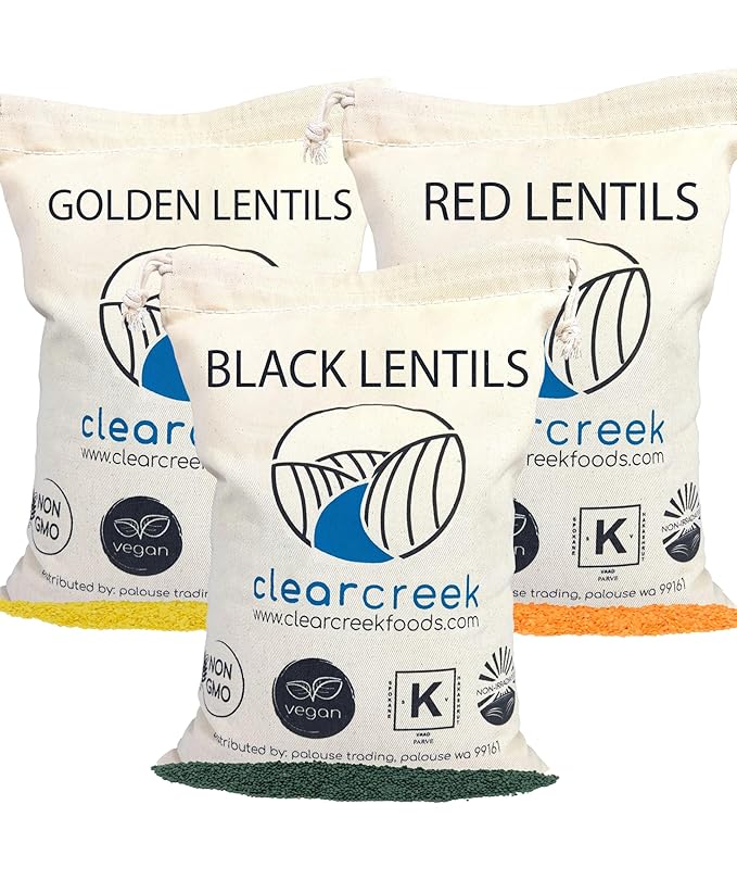 Black, Red and Yellow Lentils | 12 LBS (3-4 lb bags) | Non-GMO | 100% Non Irradiated | Kosher | USA Grown | Vegan
