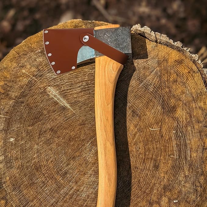 Leather Axe Sheath, Adjustable Hatchet Head Sheath, Durable Hatchet Blade Protector Case Cover Great Camping Accessories for Lumberjack Outdoors Work Essentials, Brown