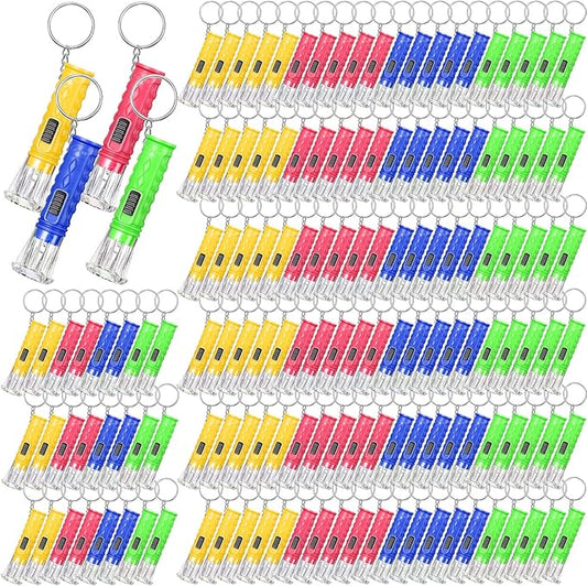 Jexine 150 Pcs Flashlight Keychain, Assorted Colors Portable LED Flashlight, Handheld Plastic Keychain Flashlights, LED Key Chains for Halloween Hiking Camping Cycling Party Favor(Multicolor)