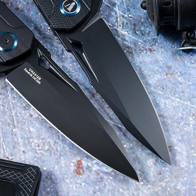 VNLA Folding Pocket Knife.with Flipper Opening,Sandvik 14C28N Blade, G10 Handle,with Pocket Clip,for Men Women,Sharp Outdoor Tool EDC Knives (Black Blade)
