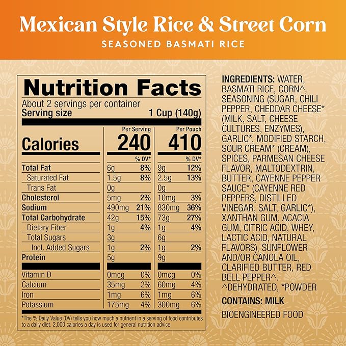 Royal Mexican Street Corn Basmati Rice - Ready to Heat Basmati Rice - (4 Pack) 8.5 oz Microwaveable Pouch