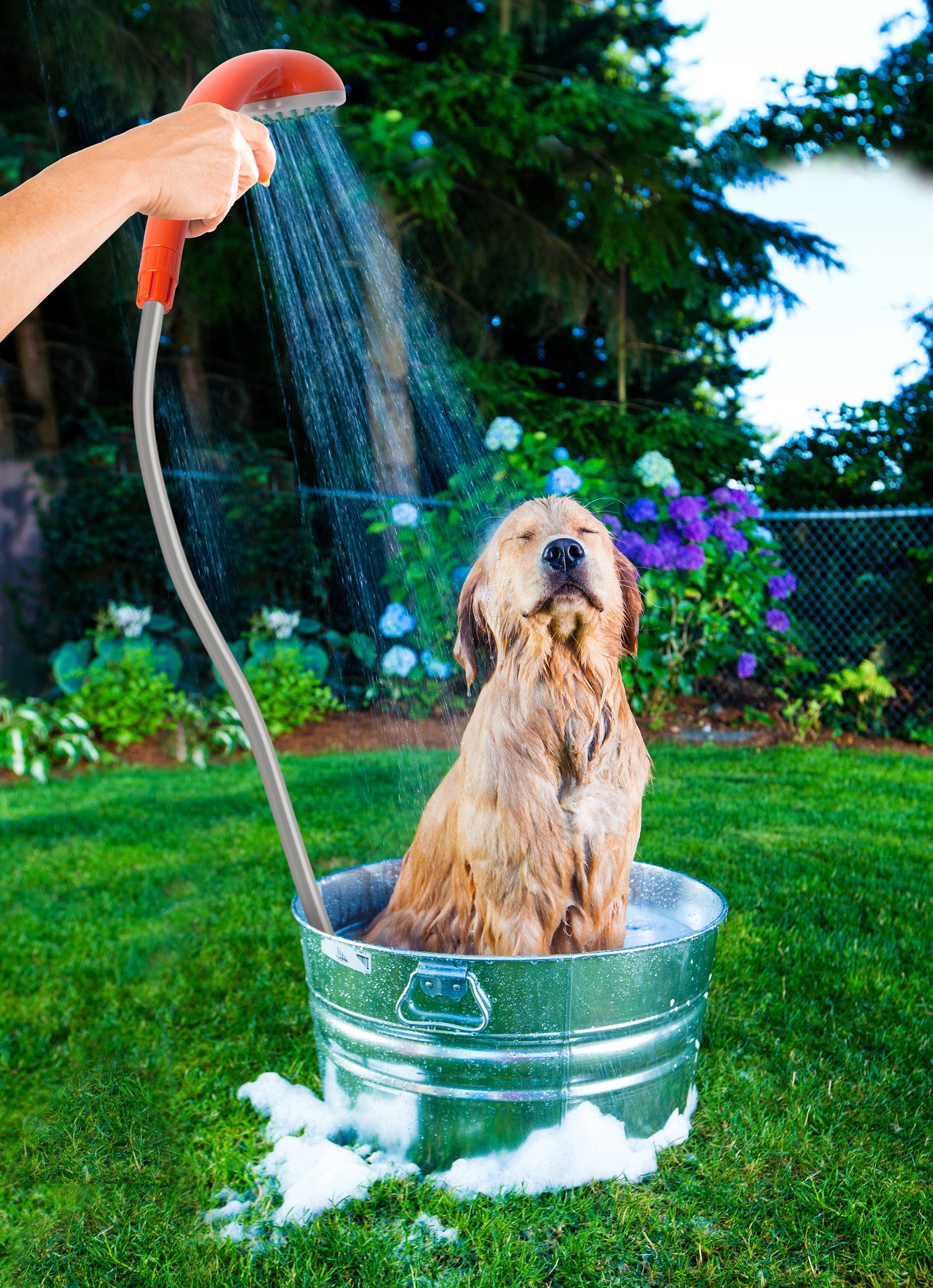 Ivation Portable Outdoor Shower, Battery Powered, Water Pump, Rechargeable