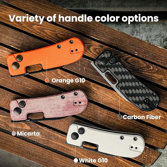 Kizer Banish Folding Knife 2.3 In Nitro-V Steel Blade Pocket Knife with Thumb Hole G10 Handle Button Lock Small EDC Knife, Sharp Camping Survival Hiking Knives for Men Women, V2676A2
