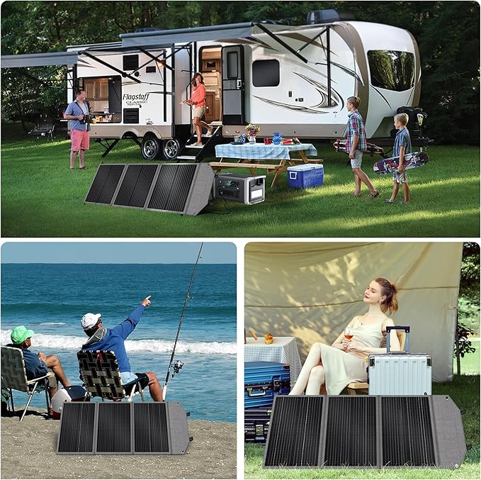 100W Portable Solar Panel for Camping RV Marine - Foldable Solar Panel Kit with Adjustable Kickstand, High Efficiency 23%, USB/Type-C/XT60/MC4 Outputs