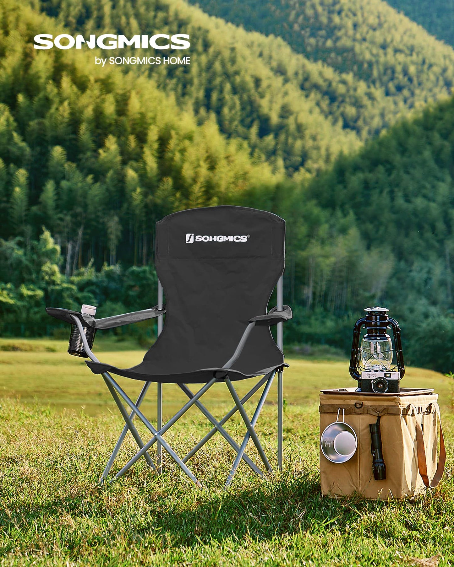 SONGMICS Folding Camping Chairs, 2 Pack, 330 lb Capacity