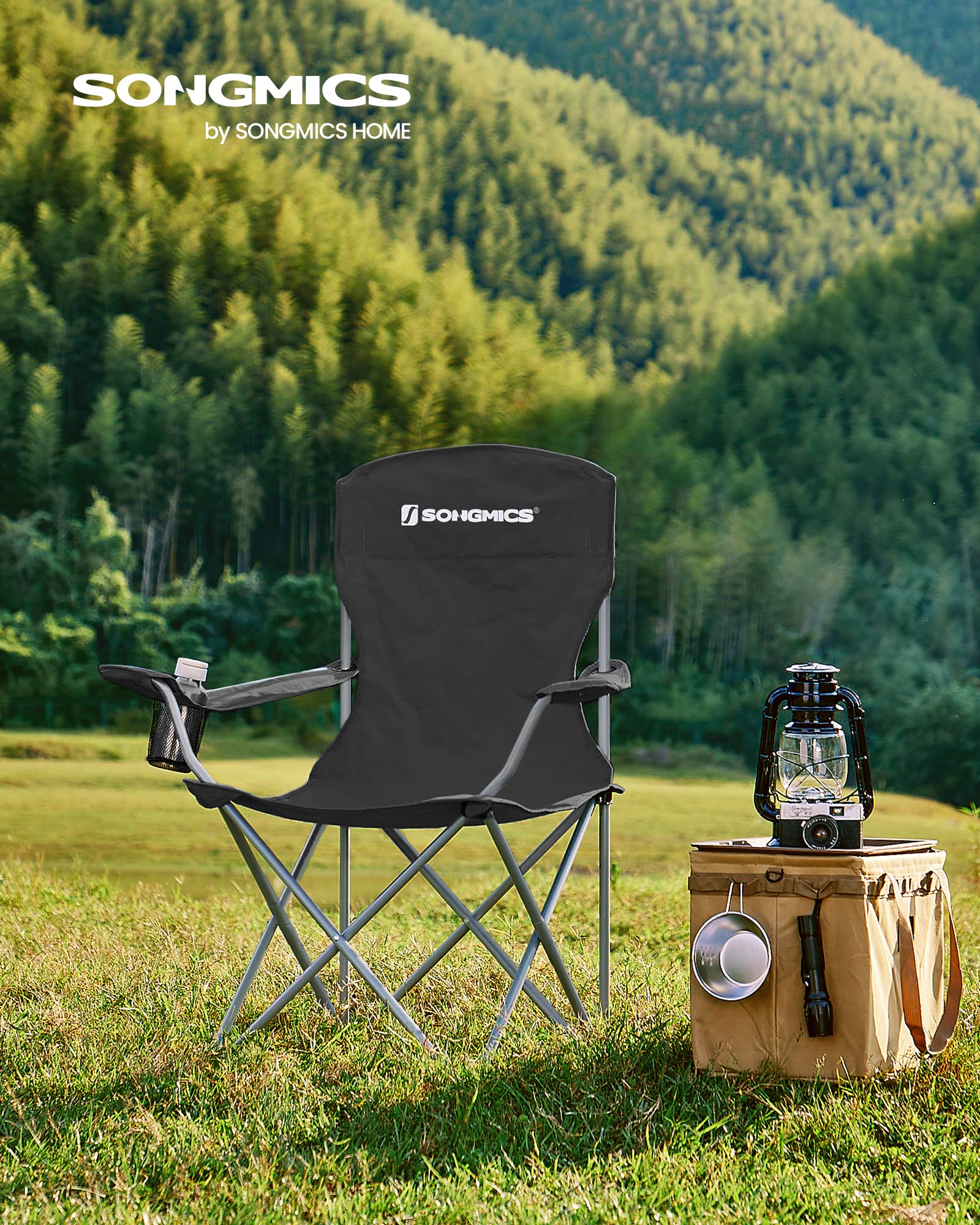 SONGMICS Folding Camping Chairs, 2 Pack, 330 lb Capacity